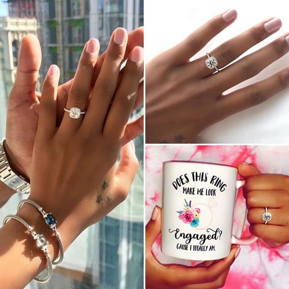 3+Ct Round Cut VVS Lab Dia Halo Engagement Ring - Picture 4 of 16